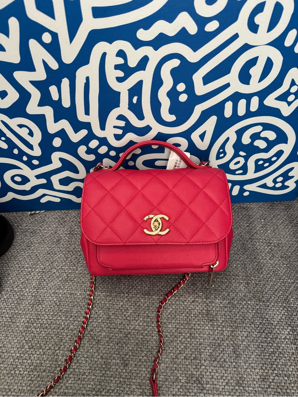 CHANEL Quilted Mini Top-Handle Crossbody in Bright Pink with Gold Hardware